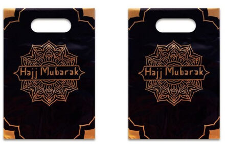 Witbaard 24x stuks Ramadan Mubarak thema feestzakjes/uitdeelzakjes zwart/goud 23 x 17 cm - Uitdeelzakjes Multikleur