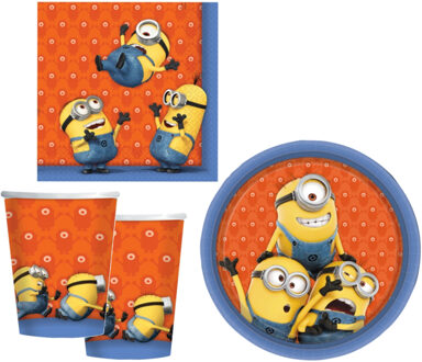 Witbaard Kinderfeestje Minions thema tafel dekken eetset voor 8x kinderen