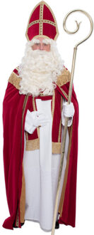 Witbaard Sinterklaas kostuum luxe katoenfluweel met mijter voor volwassenen One size