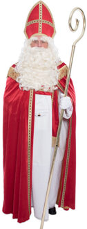 Witbaard Sinterklaas kostuum luxe polyesterfluweel met mijter voor volwassenen One size