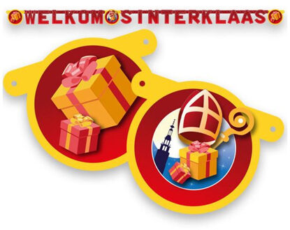 Witbaard Welkom Sinterklaas letterslinger karton 210 cm - Feestslingers Multikleur