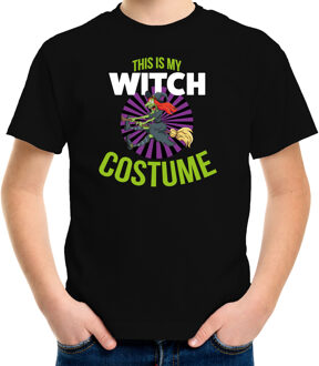 Witch costume halloween verkleed t-shirt zwart voor kinderen 146-152 (L) - Feestshirts