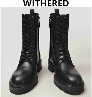 Withered 2020 england vintage fashion cowhide High top Martin boots Motorcycle ankle boots women zippers botas mujer shoes women