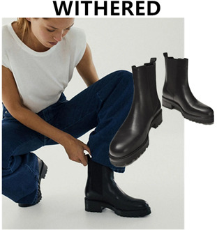 Withered England Style Fashion Simple Cowhide fur insole warm boots women shoes woman botas mujer shoes women Chelsea boot women