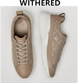 Withered England Style Simple Fashion Cowhide Real Leather Comfort Quilting Winter Vulcanized Shoes Women Shoes Sneakers Women