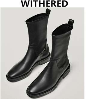 Withered Winter Boots Women Shoes England Vintage Genuine Leather Soft Fashion Simple Botas Mujer Shoe Chelsea Ankle Boots Women