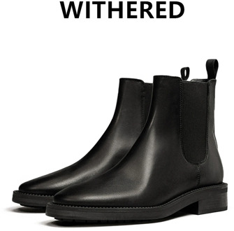 Withered Winter Boots Women Shoes Woman England Style Fashion Genuine Leather Botas Mujer Shoes Women Motorcycle Chelsea Boots