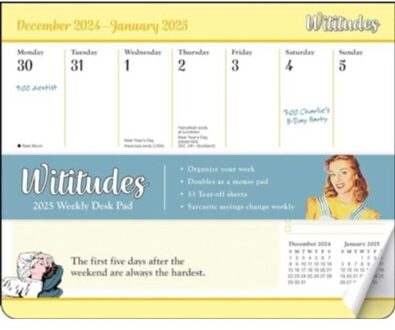 Wititudes 2025 Weekly Desk Pad Calendar - Wititudes