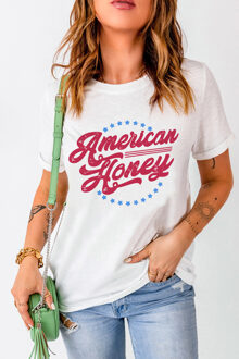Witte Amerikaanse Honing Graphic T-shirt - maat S