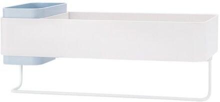 Witte Badkamer Plank Wc Bad Opslag Mand Keuken Organizer Handdoekenrek Houder Wandmontage Drijvende Plank Badkamer Accessoires blauw