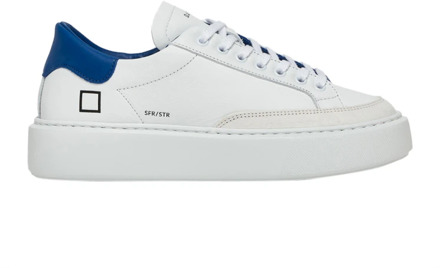 Witte-Blauwe Leren Sneakers voor Vrouwen D.a.t.e. , White , Dames - 40 Eu,38 Eu,36 Eu,37 EU