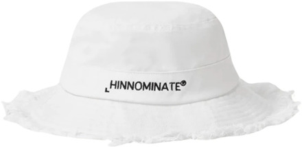 Witte Bucket Hat met Zwart Logo Hinnominate , White , Dames - ONE Size