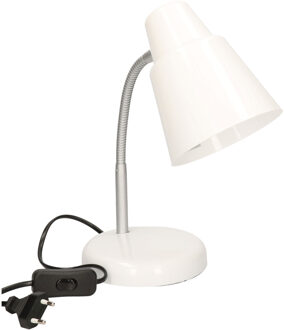 Witte bureaulamp/tafellamp 14 x 14 x 34 cm - Bureaulampen