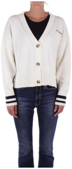 Witte Cardigan met Frontlogo Knoopsluiting Guess , White , Dames - L