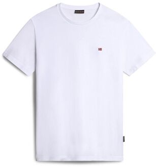 Witte Casual T-shirt met Logo Borduursel Napapijri , White , Heren - 2Xl,S