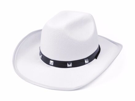Witte cowboy verkleed hoed met studs - Verkleedhoofddeksels