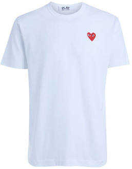 Witte Crewneck T-shirt Comme des Garçons Play , White , Heren - 2Xl,Xl,L