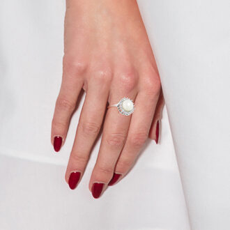 Witte cultuur parelring 8-9 mm verstelbare zirkoniumoxiden 925 Zilver - One Size