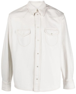 Witte Denim Overhemd met Parelknoopjes Bally , White , Dames - M,S,Xs