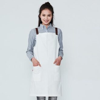 Witte denim schort restaurant keuken bib chef en bib chef manicure overall gewassen blauw schort 1