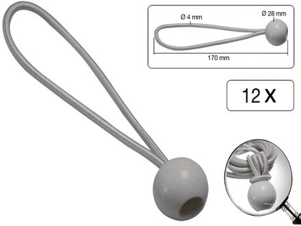 Witte elastieken met bal 24 stuks 17 cm