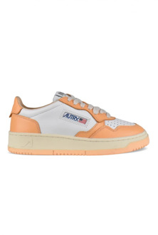Witte en Oranje Leren Sneakers Autry , White , Dames - 36 Eu,37 EU