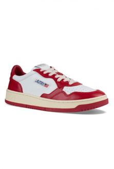 Witte en rode leren lage sneakers Autry , White , Heren - 37 Eu,36 EU