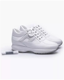 Witte en Zilveren Interactive Leren Sneakers Hogan , White , Dames - 38 1/2 Eu,35 Eu,39 Eu,39 1/2 EU