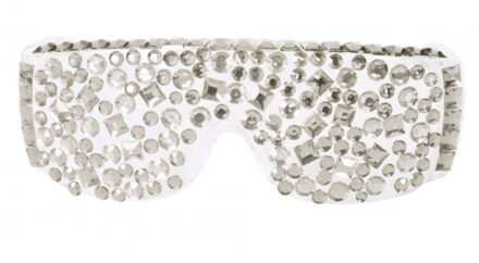 Witte en zilverkleurige discobril met lovertjes - Accessoires > Brillen