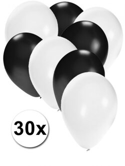 Witte en zwarte ballonnen 30 stuks - Ballonnen Multikleur