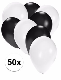 Witte en zwarte ballonnen 50 stuks - Ballonnen Multikleur