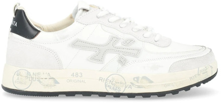 Witte en zwarte leren sneakers model Nous 6765 Premiata , White , Heren - 42 Eu,44 Eu,40 Eu,41 EU