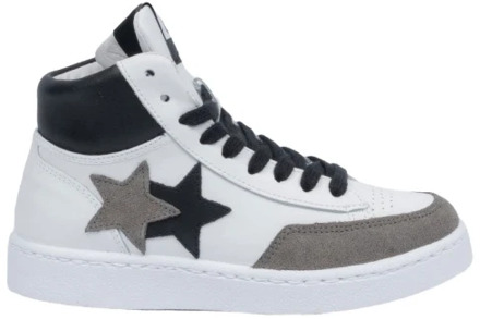 Witte en Zwarte Star High Sneakers 2Star , White , Dames - 37 EU