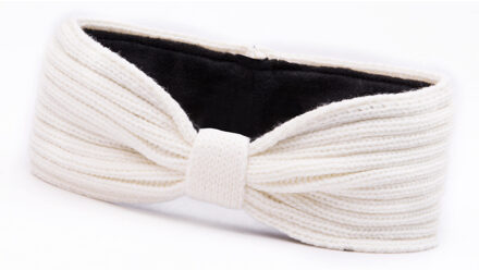 Witte gebreide winter hoofdband met strik voor dames