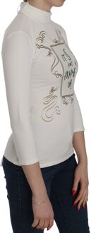 Witte Geprinte Coltrui 3/4 Mouwen Katoenen Blouse