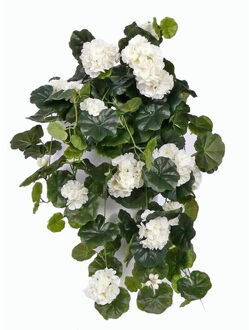 Witte geranium hangplant kunstplanten 70 cm - Kunstplanten