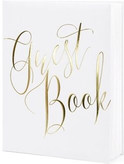 Witte/gouden gastenboeken 20 x 25 cm Guest Book - Gastenboeken