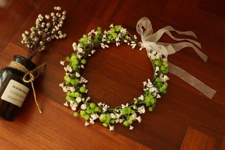 Witte Gypsophila Krans Bridal Headhand Accessoires groen