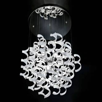 Witte hanglamp 70 cm wit, chroom