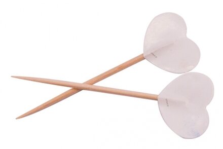 Witte hartjes cocktailprikkers 50 stuks