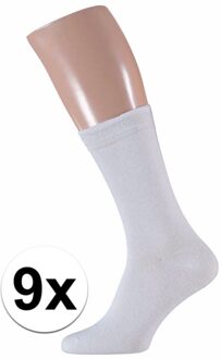 Witte heren sokken set van 9x paar - maat 40/46 - sportieve sokken - Katoen/polyester
