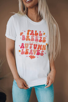 Witte Herfstbries en Autumn Leaves Graphic T-shirt - maat S