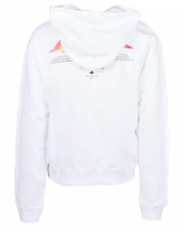 Witte hoodie met gebroken wit graffiti-verflogo - maat XS
