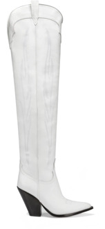 Witte kalfsleren over de knie laarzen met borduurwerk Sonora , White , Dames - 40 Eu,39 Eu,38 Eu,37 Eu,36 EU