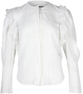 Witte Katoenen Broderie Anglaise Ruffle-Trim Blouse Isabel Marant Pre-owned , White , Unisex - XS