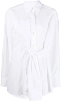Witte Katoenen Geknoopte Voorkant Shirt MM6 Maison Margiela , White , Dames - XS
