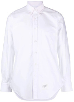 Witte Katoenen Hemd met Knoopkraag Thom Browne , White , Heren - Xl,L,M,S