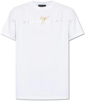 Witte Katoenen Logo T-shirt Giuseppe Zanotti , White , Heren - Xl,L,M,S