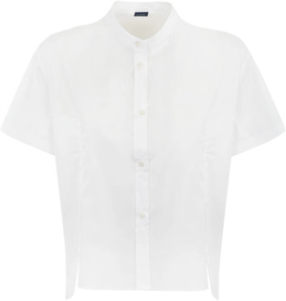 Witte Katoenen Overhemd Korte Mouw Knoopsluiting Fay , White , Dames - L,M,S,Xs,2Xs