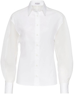 Witte Katoenen Overhemd met Kraag Brunello Cucinelli , White , Dames - L,M,S